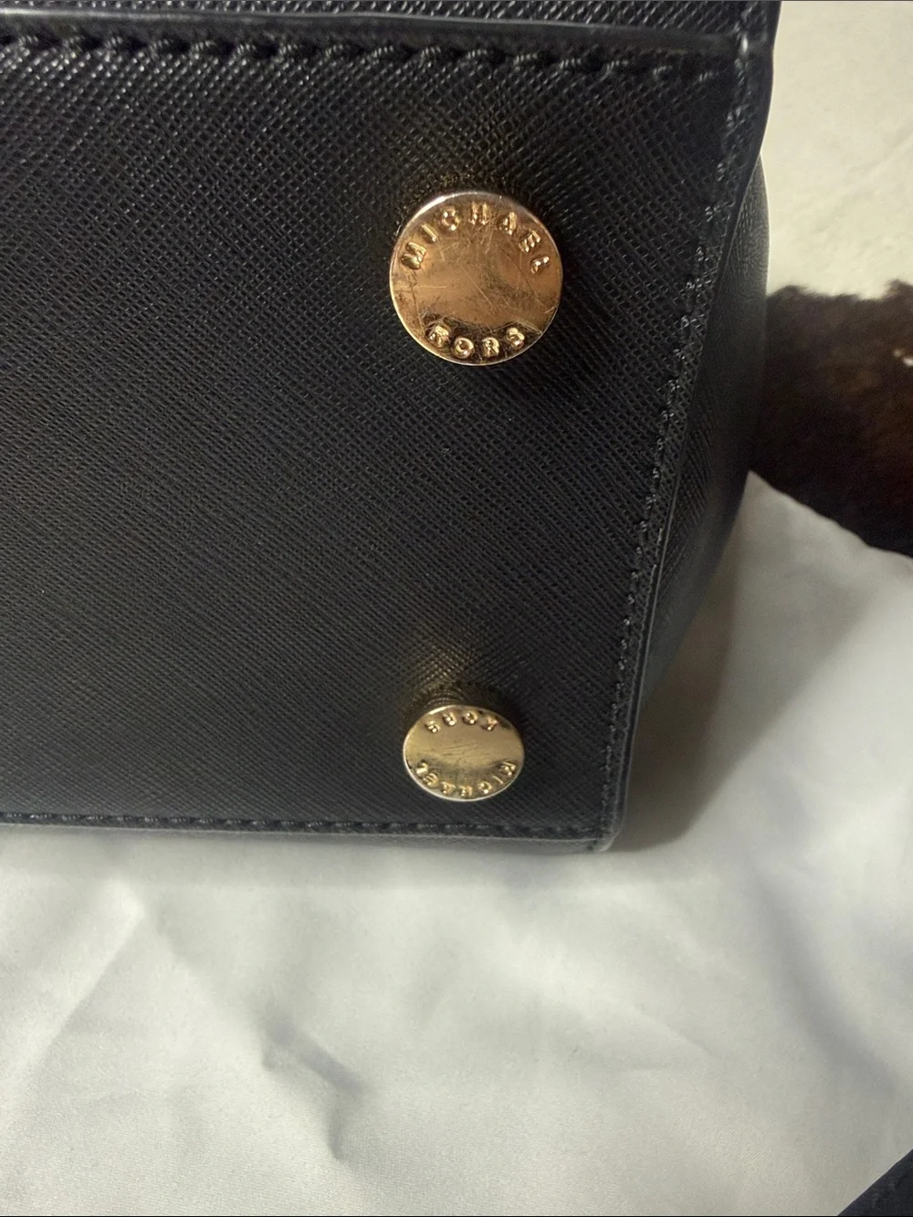 Michael Kors Selma Black Saffiano Leather Winged Satchel with Gold Hardware
